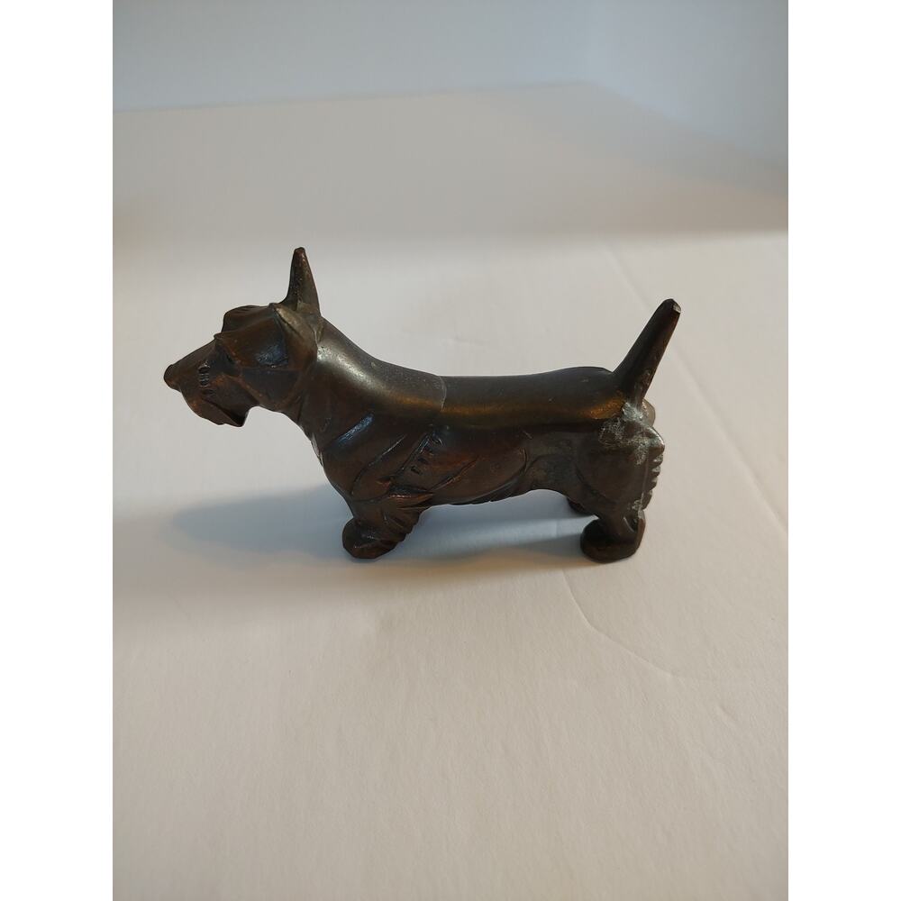 VTG Cast Scotty Dog Bronze 1920's-30's Antique Scotty Dog Primitive Figure Art